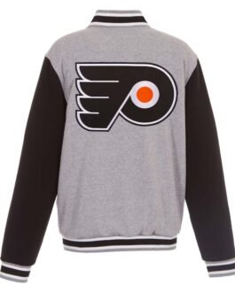 Philadelphia Flyers Gray and Black Varsity Wool Jacket