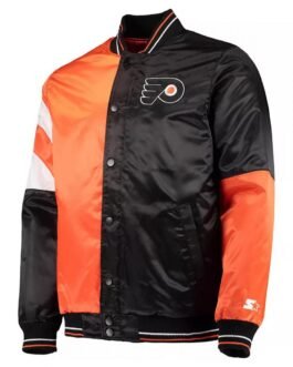 Black/Orange Philadelphia Flyers Leader Full-Snap Varsity Satin Jacket