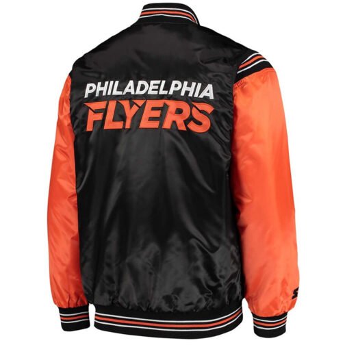 Philadelphia Flyers Orange and Black Satin Jacket - Image 3