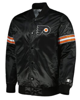 Pick & Roll Philadelphia Flyers Black Satin Jacket
