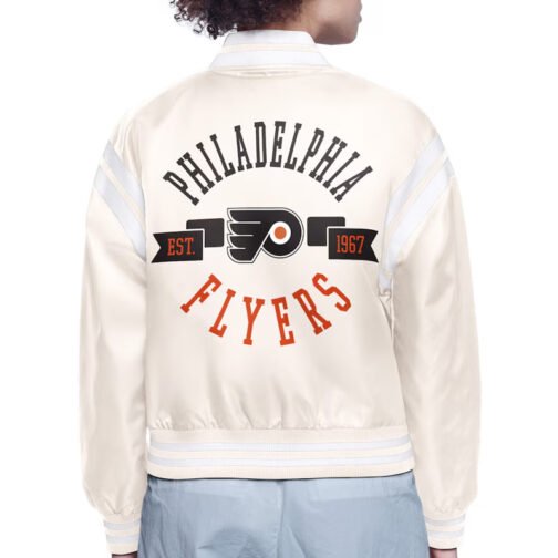 Philadelphia Flyers Printed Logo Varsity Satin Jacket - Image 4