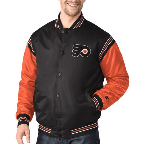 Philadelphia Flyers Orange and Black Satin Jacket - Image 7