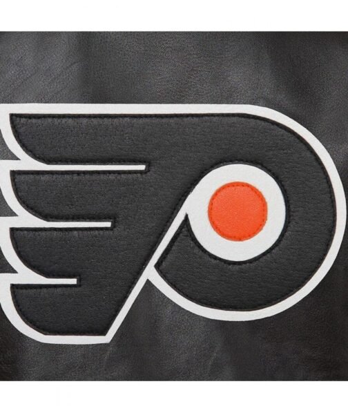 Philadelphia Flyers Black Leather Bomber Jacket - Image 3