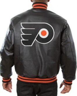 Philadelphia Flyers Black Leather Bomber Jacket