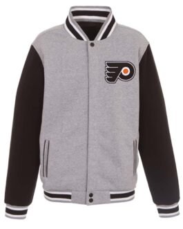 Philadelphia Flyers Gray and Black Varsity Wool Jacket