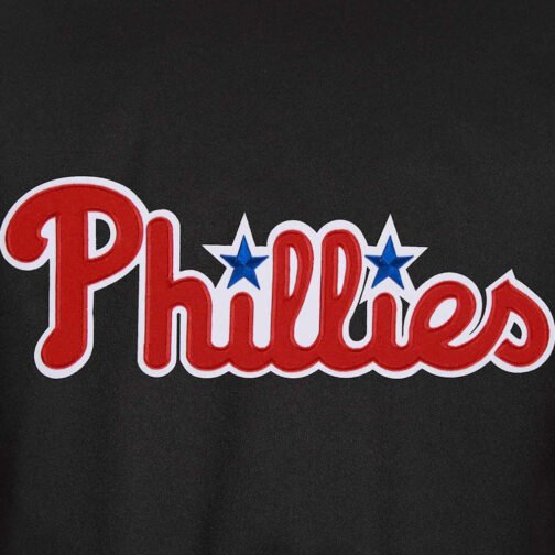 Varsity Philadelphia Phillies Black/Red Poly Twill Jacket - Image 4