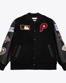 Philadelphia Phillies Black Out Vintage Logo Varsity Jacket
