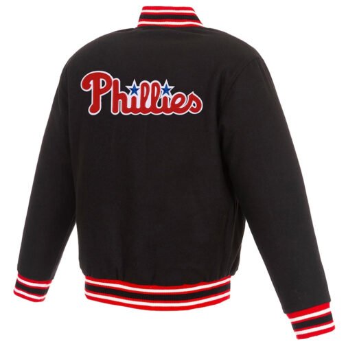 Philadelphia Phillies Black Varsity Wool Jacket - Image 2