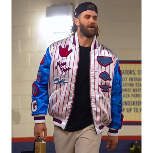 Philadelphia Phillies Bryce Harper Varsity Satin Jacket - Image 4