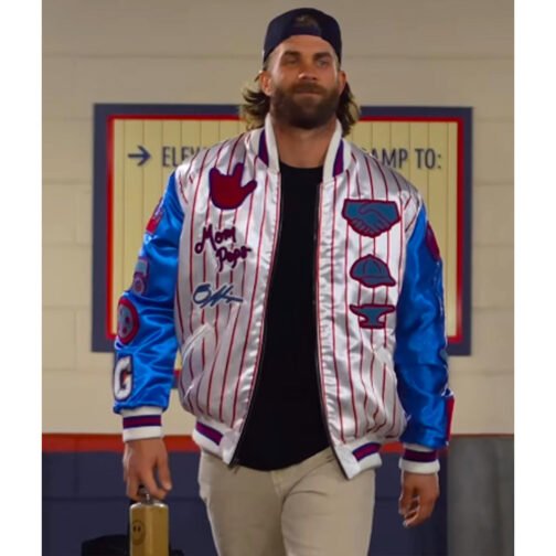 Philadelphia Phillies Bryce Harper Varsity Satin Jacket - Image 5
