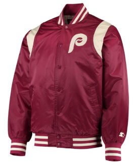 Philadelphia Phillies Burgundy Varsity Satin Jacket