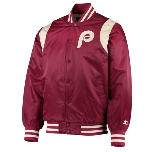 Philadelphia Phillies Burgundy Varsity Satin Jacket