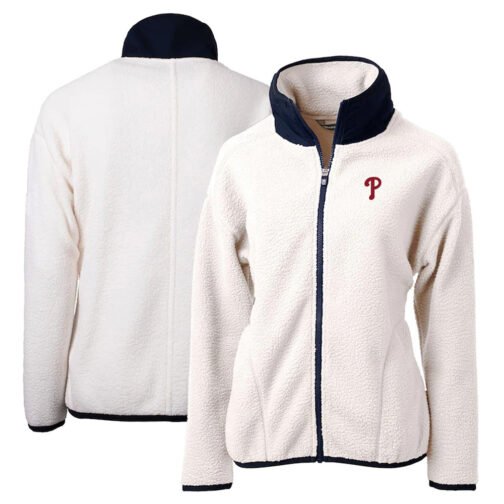 Philadelphia Phillies Cascade Eco Sherpa Fleece White/Navy Blue Jacket - Image 8