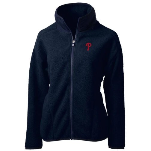 Philadelphia Phillies Cascade Eco Sherpa Fleece White/Navy Blue Jacket - Image 3