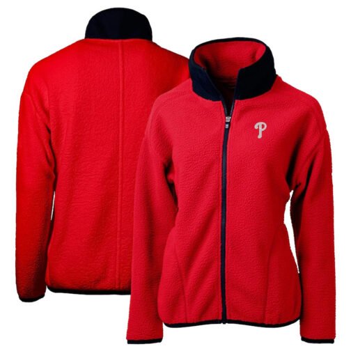Philadelphia Phillies Cascade Eco Sherpa Fleece White/Navy Blue Jacket - Image 7