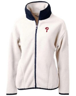 Philadelphia Phillies Cascade Eco Sherpa Fleece White/Navy Blue Jacket