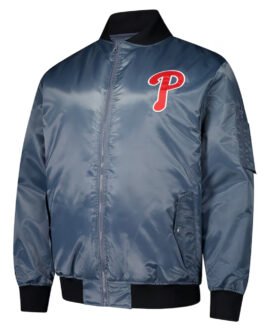 Philadelphia Phillies Charcoal Bomber Full-Zip Jacket
