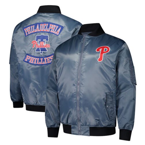 Philadelphia Phillies Charcoal Bomber Full-Zip Jacket - Image 3