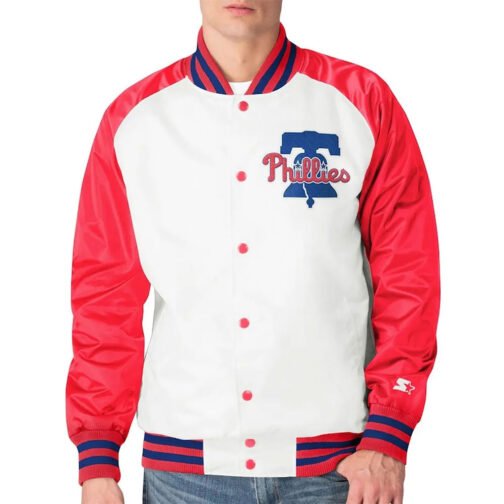 Philadelphia Phillies Clean-Up Hitter White/Red Satin Jacket - Image 4