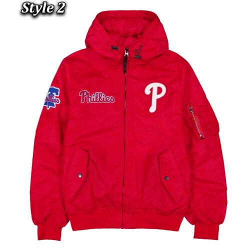 Philadelphia Phillies Historic L-2B Hooded Bomber Jacket - Image 2