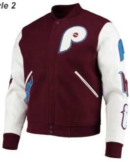 Philadelphia Phillies Letterman Burgundy and White Jacket
