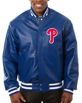 Philadelphia Phillies Letterman Royal Blue Leather Jacket