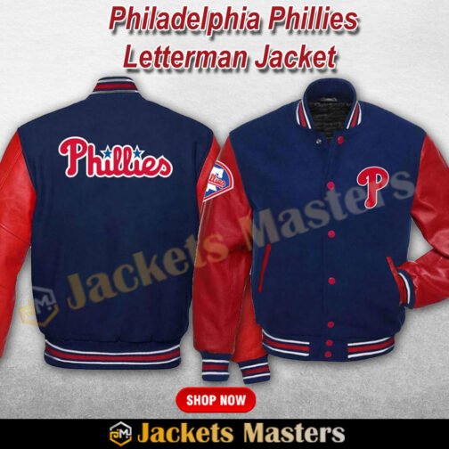 Philadelphia Phillies MLB Letterman Red and Blue Jacket - Image 3
