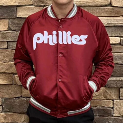 Philadelphia Phillies Satin Raglan Full-Snap Jacket - Image 9