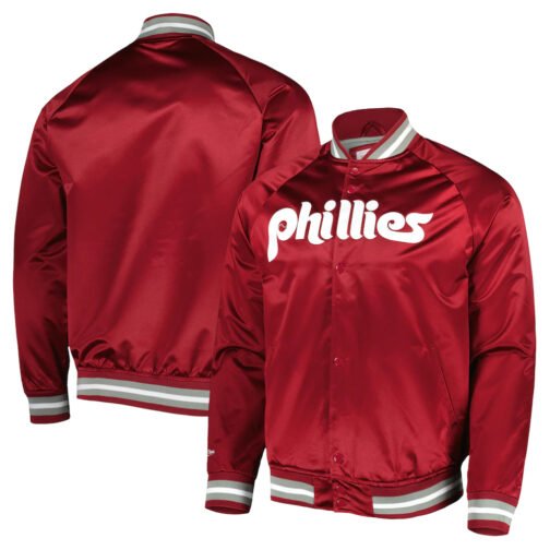 Philadelphia Phillies Satin Raglan Full-Snap Jacket - Image 6
