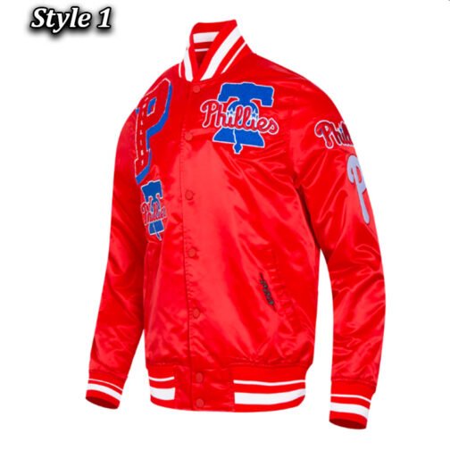 Philadelphia Phillies Mashup Classic Rib Satin Jacket - Image 5