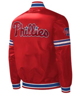 Philadelphia Phillies Midfield Red Varsity Satin Jacket