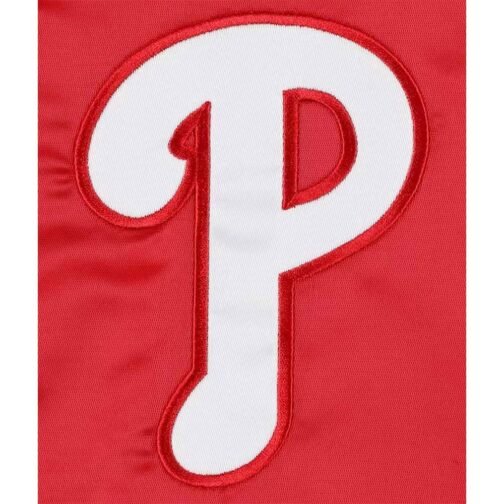 Philadelphia Phillies Midfield Red Varsity Satin Jacket - Image 4