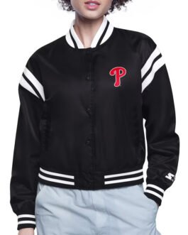 Philadelphia Phillies Printed Logo Varsity Satin Jacket
