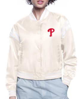 Philadelphia Phillies Printed Logo Varsity Satin Jacket