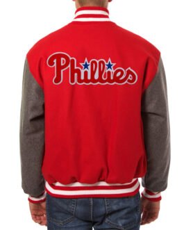 Varsity Philadelphia Phillies Red and Charcoal Jacket