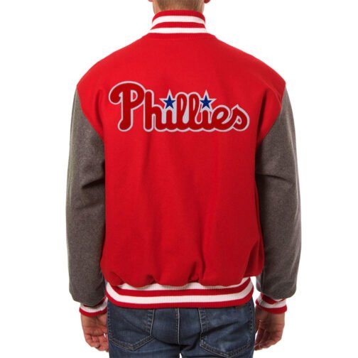 Varsity Philadelphia Phillies Red and Charcoal Jacket - Image 2
