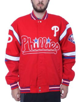 Embroidered Philadelphia Phillies Red Logo Twill Full-Snap Jacket