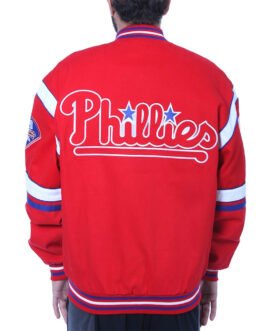 Embroidered Philadelphia Phillies Red Logo Twill Full-Snap Jacket