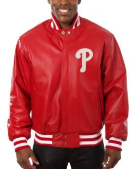 Philadelphia Phillies Letterman Red Leather Jacket