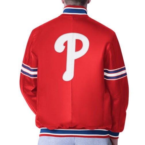 Philadelphia Phillies Red Varsity Leather Jacket - Image 2