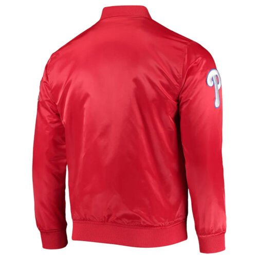 Philadelphia Phillies Wordmark Satin Red Full-Snap Jacket - Image 2