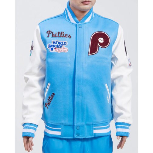 Philadelphia Phillies Retro Classic Rib Varsity Jacket - Image 2