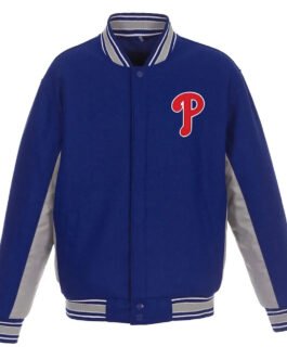 Accent Philadelphia Phillies Blue and Gray Varsity Jacket