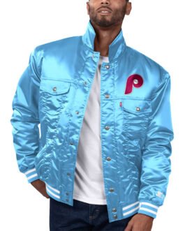 Philadelphia Phillies Light Blue Silver Tab Trucker Jacket