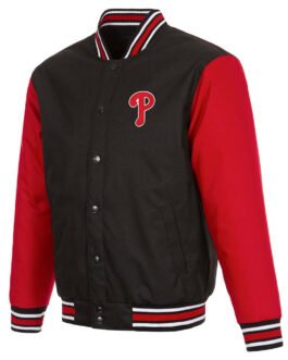 Varsity Philadelphia Phillies Black/Red Poly Twill Jacket