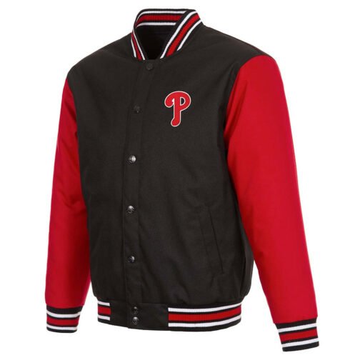 Varsity Philadelphia Phillies Black/Red Poly Twill Jacket