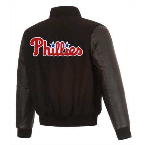 Philadelphia Phillies Black Letterman Jacket - Image 2