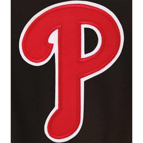 Philadelphia Phillies Black Letterman Jacket - Image 4