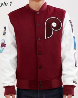 Philadelphia Phillies Letterman Burgundy and White Jacket