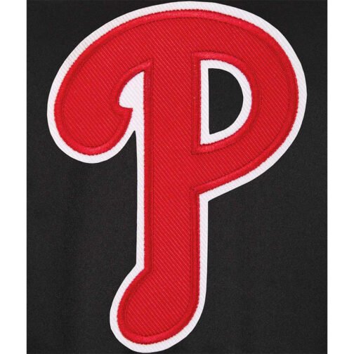 Varsity Philadelphia Phillies Black/Red Poly Twill Jacket - Image 5
